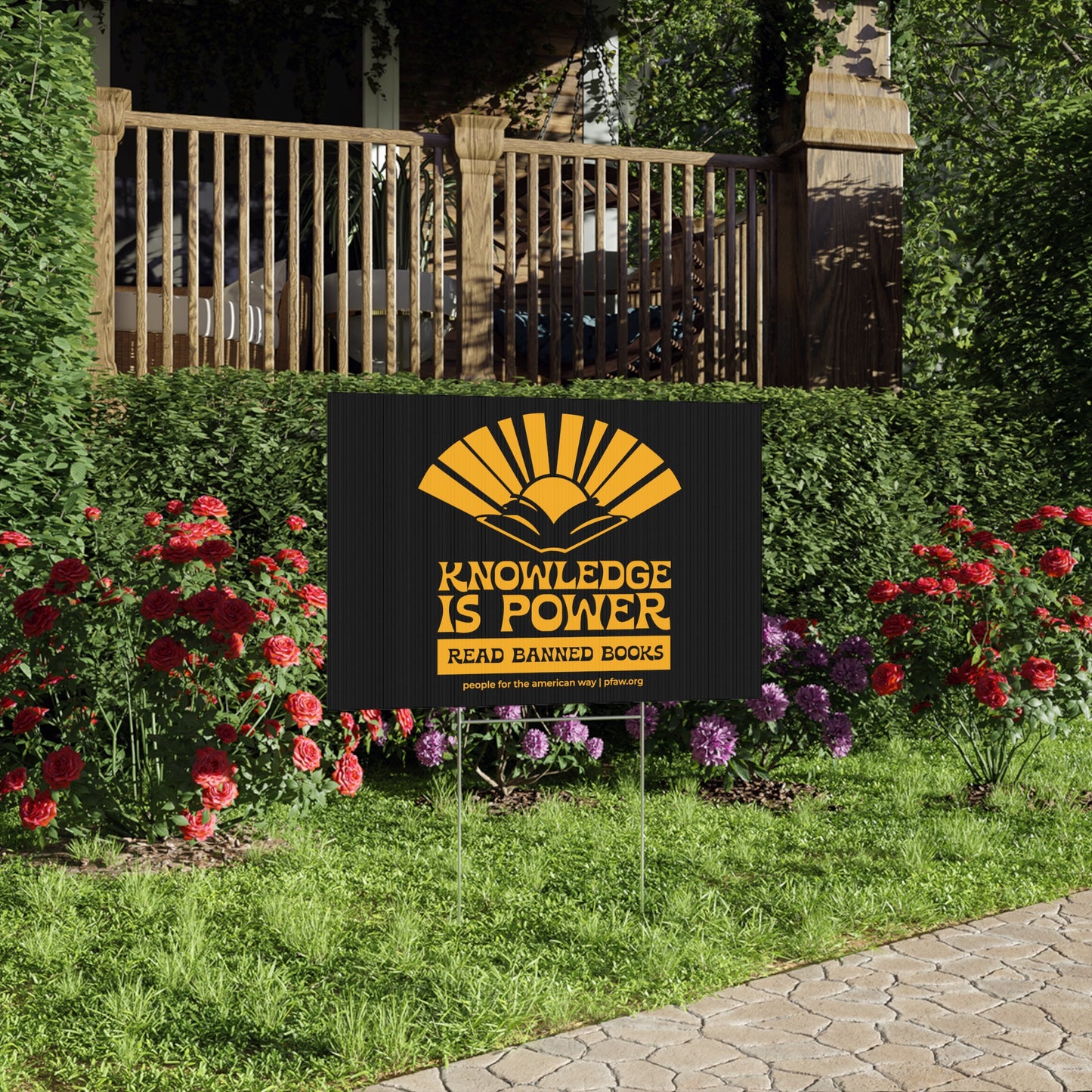 Knowledge is Power Lawn Sign - Black & Gold