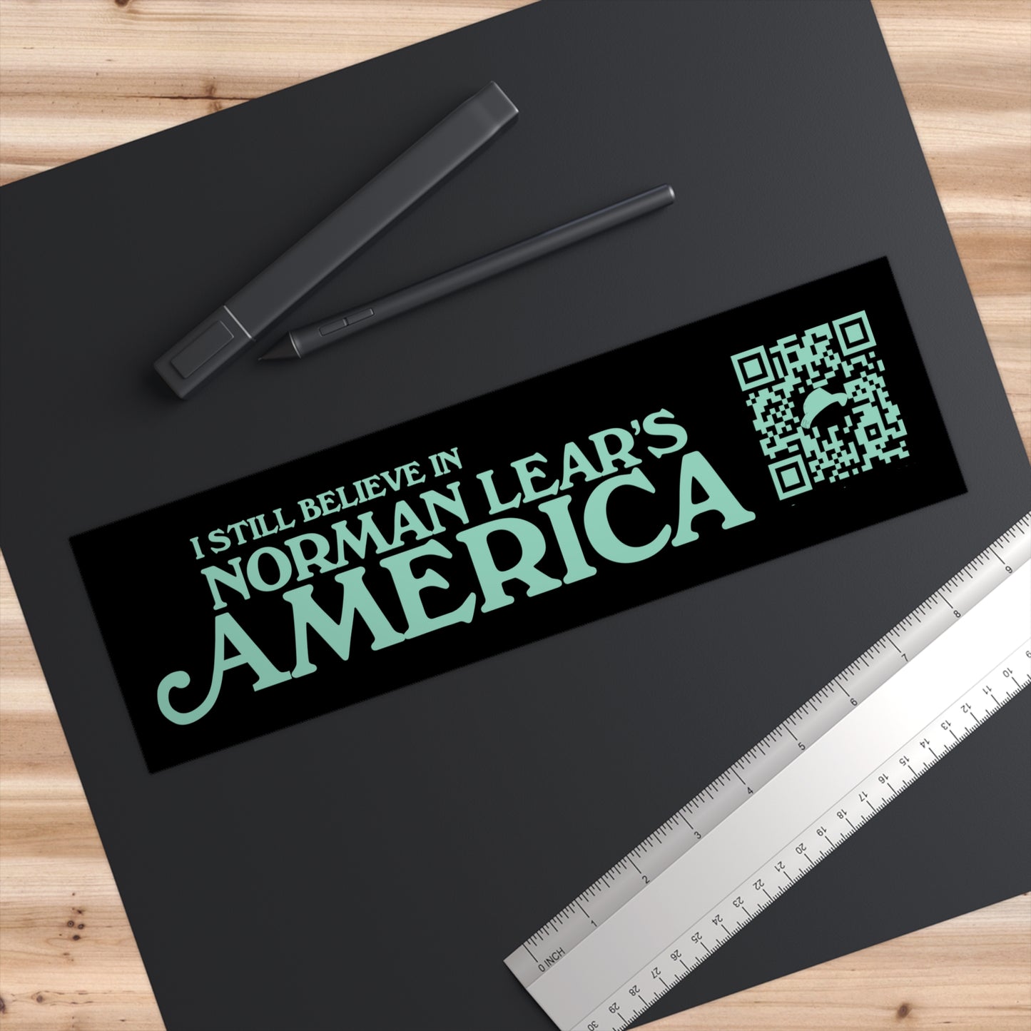 Norman Lear's America Bumper Sticker - Black & Teal