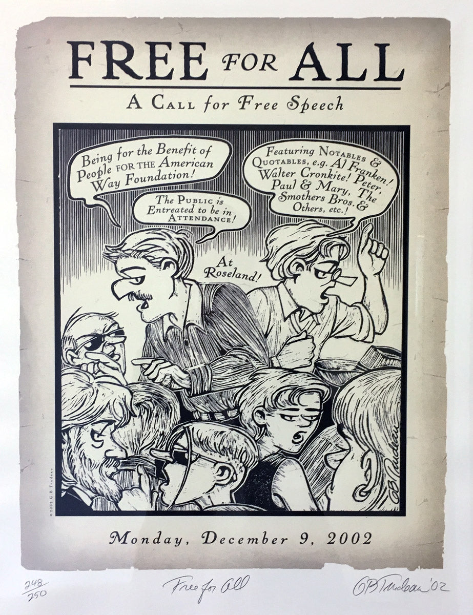 "Free for All" by Garry Trudeau, limited edition poster