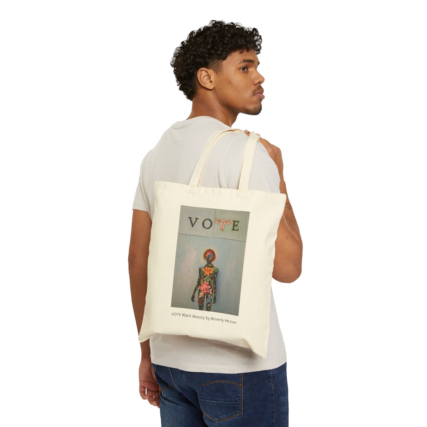 Tote Bag: "Vote Black Beauty" by Beverly McIver (natural)