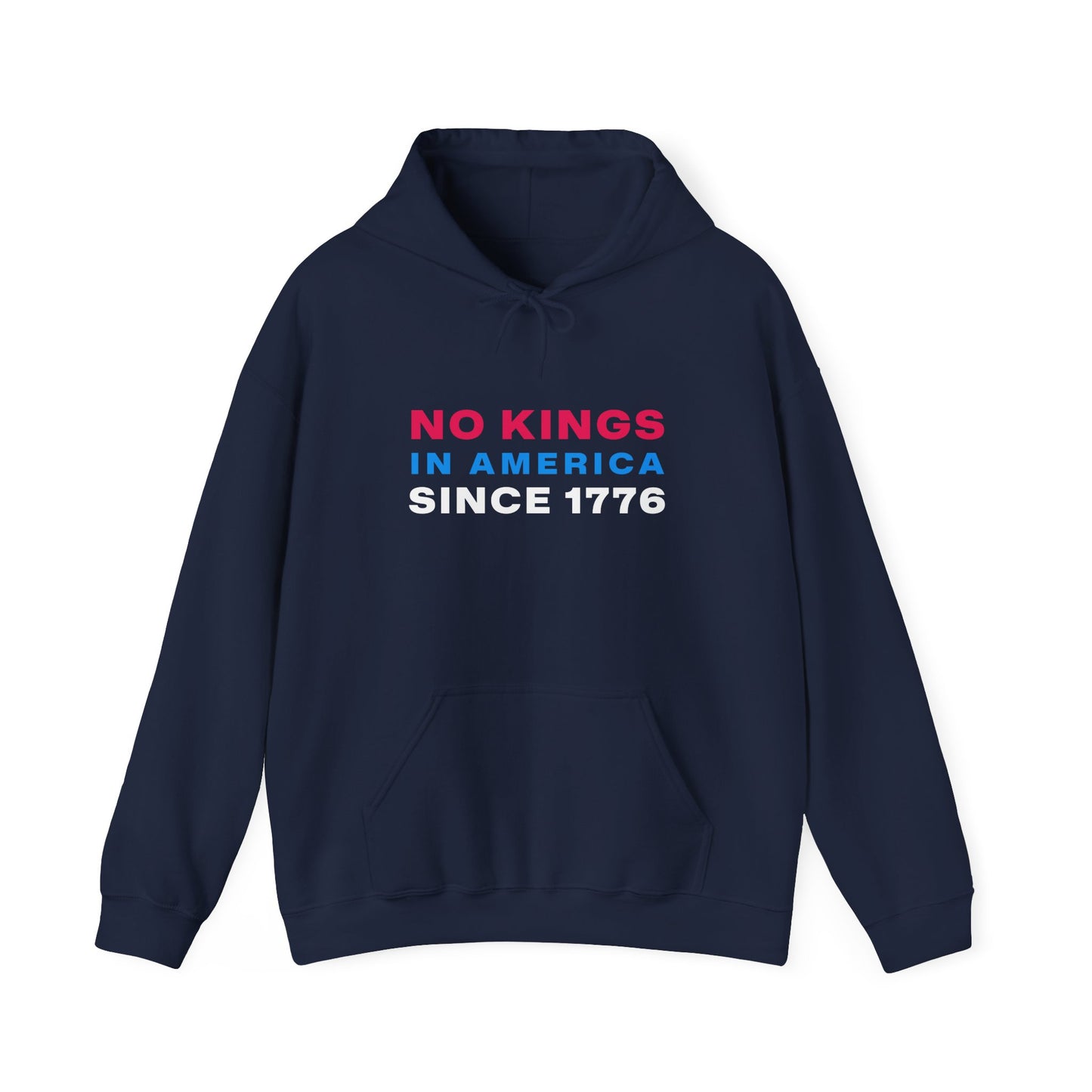 No Kings in America Navy Hooded Sweatshirt