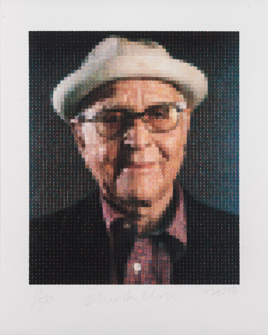 "Norman Lear Portrait" by Chuck Close, limited edition, signed print (small version)
