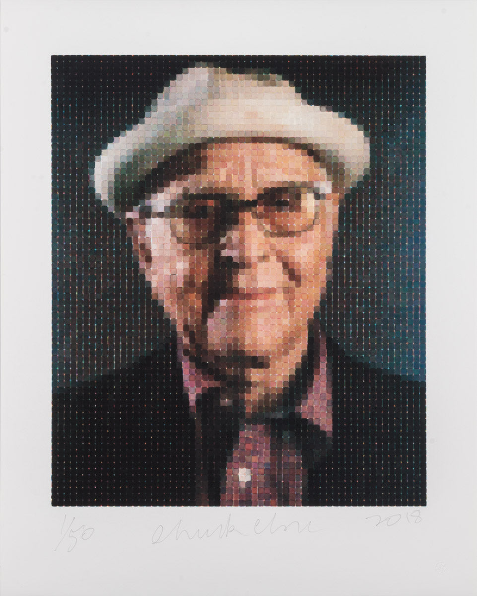 "Norman Lear Portrait" by Chuck Close, limited edition, signed print (large print)